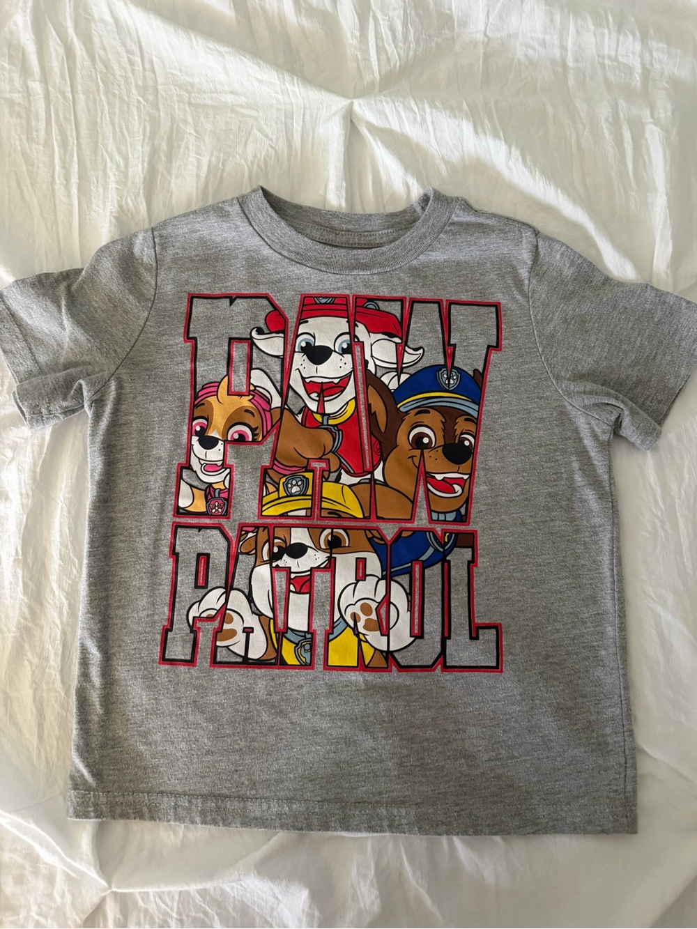 PAW Patrol 4T Grey Kids T-Shirt featuring Paw Patrol Characters